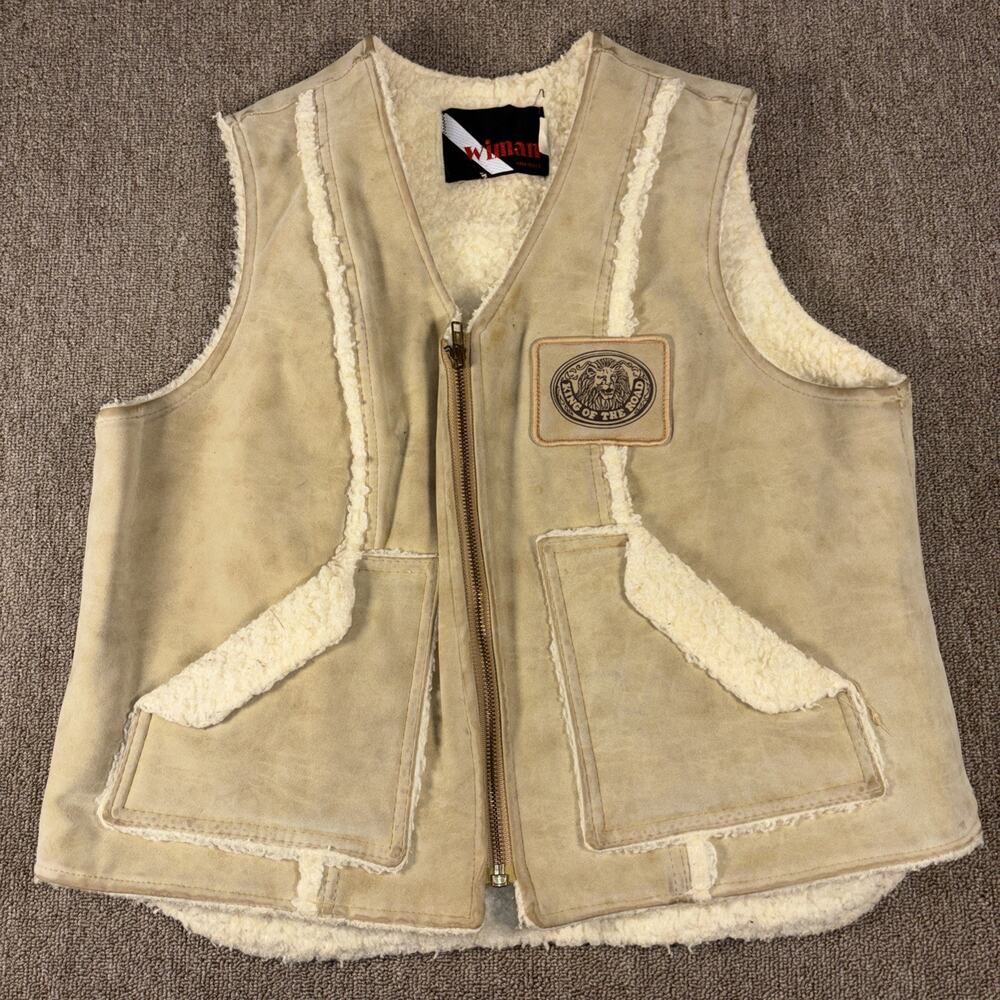 Leather Men’s Sherpa Lined Best Woman King Of The Road XL Beige